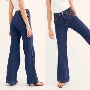 We The Free Over the Rainbow Flare Denim Jeans Size 29 Cotton Boho Hippie